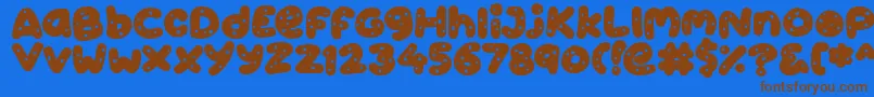 Cookies-Schriftart – Braune Schriften auf blauem Hintergrund