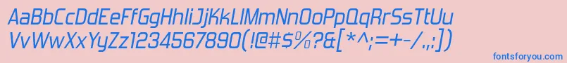 フォントForgottenFuturistRgIt – ピンクの背景に青い文字