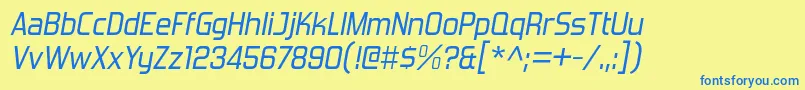 Шрифт ForgottenFuturistRgIt – синие шрифты на жёлтом фоне