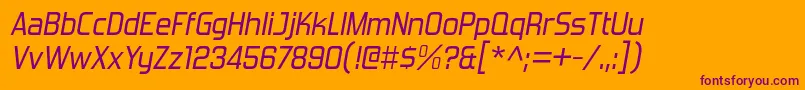 ForgottenFuturistRgIt Font – Purple Fonts on Orange Background