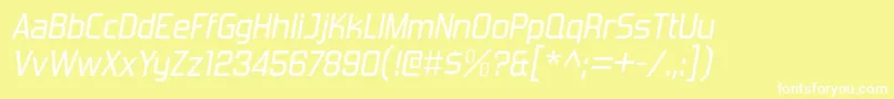 Шрифт ForgottenFuturistRgIt – белые шрифты на жёлтом фоне