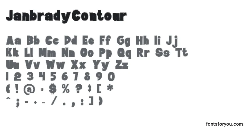characters of janbradycontour font, letter of janbradycontour font, alphabet of  janbradycontour font