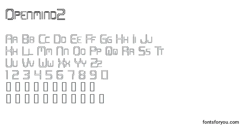 Czcionka Openmind2 – alfabet, cyfry, specjalne znaki