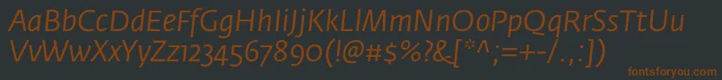 Шрифт FedrasansproBookitalic – коричневые шрифты на чёрном фоне