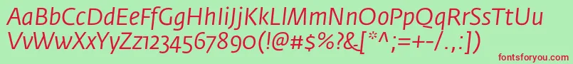 FedrasansproBookitalic Font – Red Fonts on Green Background