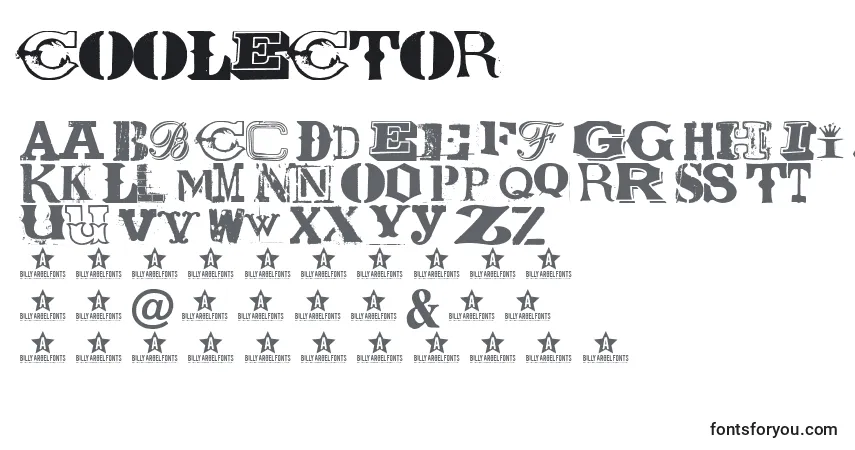 A fonte COOLECTOR    (124000) – alfabeto, números, caracteres especiais