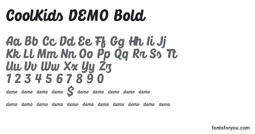 Шрифт CoolKids DEMO Bold – алфавит, цифры, специальные символы