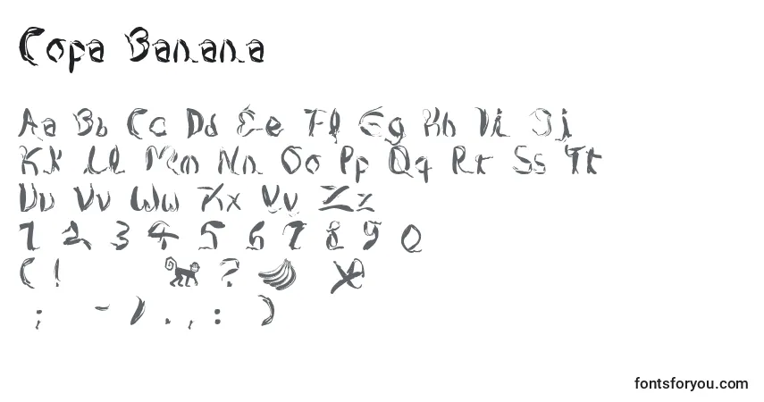 Schriftart Copa Banana – Alphabet, Zahlen, spezielle Symbole