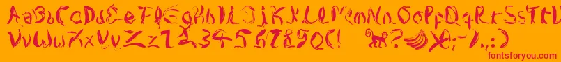 Copa Banana-Schriftart – Rote Schriften auf orangefarbenem Hintergrund