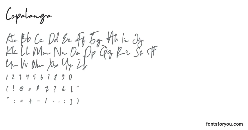 Schriftart Copalanga – Alphabet, Zahlen, spezielle Symbole