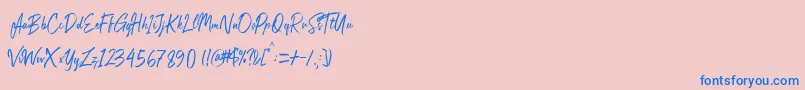 Czcionka Copenhagendemo – niebieskie czcionki na różowym tle