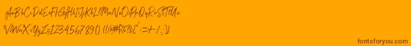 Copenhagendemo-Schriftart – Braune Schriften auf orangefarbenem Hintergrund