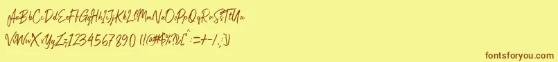 Copenhagendemo-fontti – ruskeat fontit keltaisella taustalla
