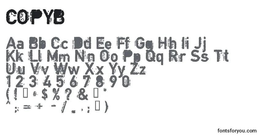A fonte COPYB    (124012) – alfabeto, números, caracteres especiais