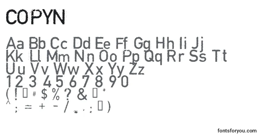 Schriftart COPYN    (124013) – Alphabet, Zahlen, spezielle Symbole