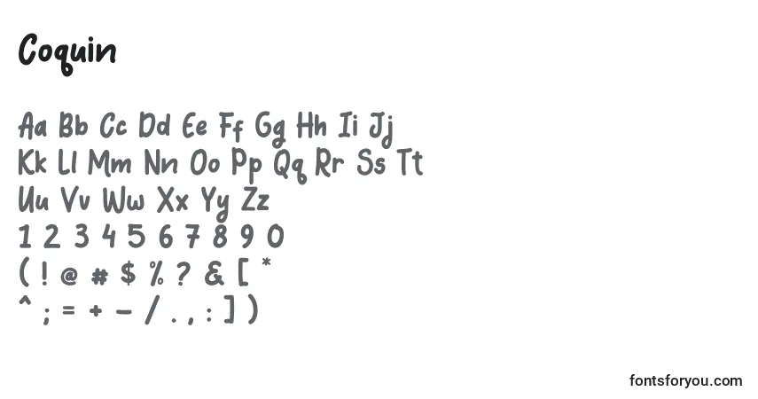 Schriftart Coquin – Alphabet, Zahlen, spezielle Symbole