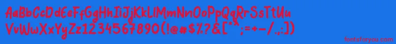 Coquin-Schriftart – Rote Schriften auf blauem Hintergrund