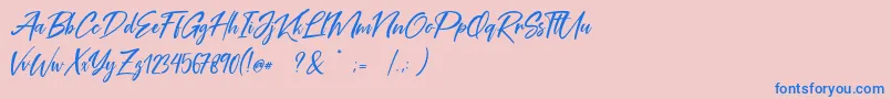 Coral Pen Free-Schriftart – Blaue Schriften auf rosa Hintergrund