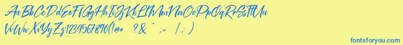 Coral Pen Free Font – Blue Fonts on Yellow Background