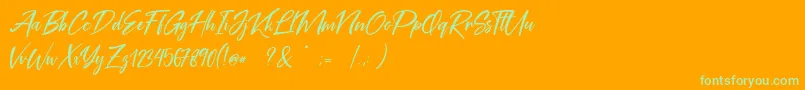 Coral Pen Free-Schriftart – Grüne Schriften auf orangefarbenem Hintergrund