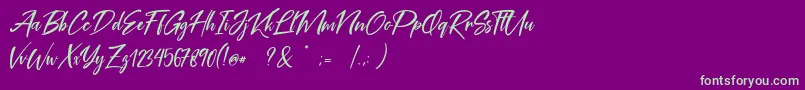 Coral Pen Free Font – Green Fonts on Purple Background