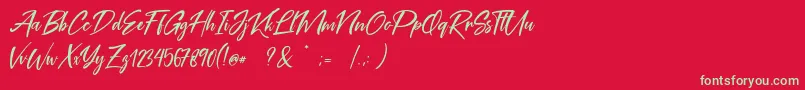 Coral Pen Free Font – Green Fonts on Red Background