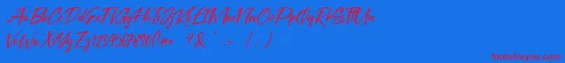 Coral Pen Free-Schriftart – Rote Schriften auf blauem Hintergrund