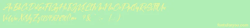 Coral Pen Free-Schriftart – Gelbe Schriften auf grünem Hintergrund