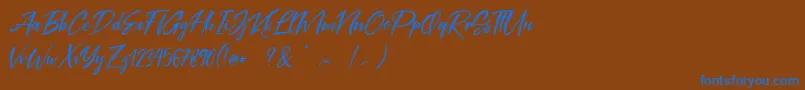 フォントCoral Pen Free – 茶色の背景に青い文字