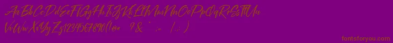 Coral Pen Free-Schriftart – Braune Schriften auf violettem Hintergrund