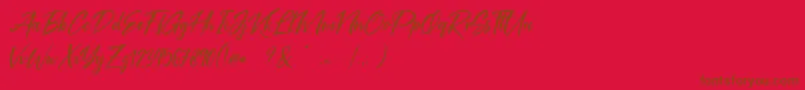 Coral Pen Free-fontti – ruskeat fontit punaisella taustalla