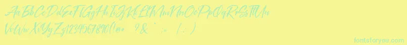 Coral Pen Free-Schriftart – Grüne Schriften auf gelbem Hintergrund