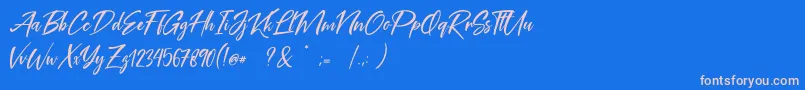 フォントCoral Pen Free – ピンクの文字、青い背景