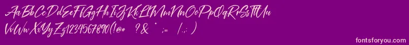 フォントCoral Pen Free – 紫の背景にピンクのフォント
