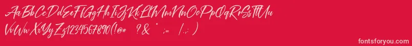 Coral Pen Free-Schriftart – Rosa Schriften auf rotem Hintergrund