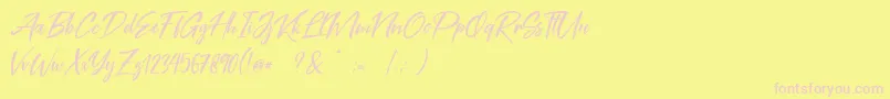 Coral Pen Free-Schriftart – Rosa Schriften auf gelbem Hintergrund