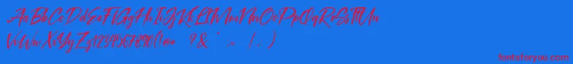 フォントCoral Pen Free – 赤い文字の青い背景