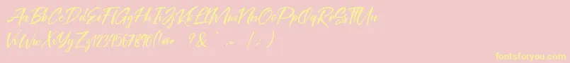 Coral Pen Free Font – Yellow Fonts on Pink Background