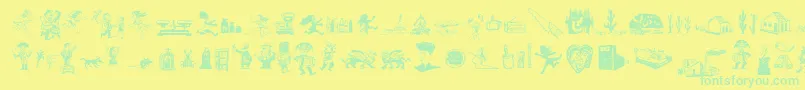 フォントCordel Junina – 黄色い背景に緑の文字