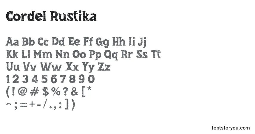 A fonte Cordel Rustika – alfabeto, números, caracteres especiais