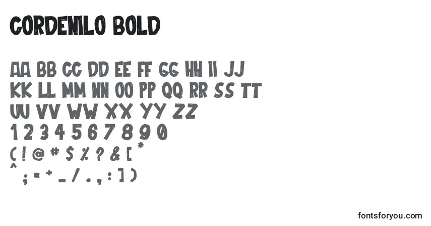 Czcionka Cordenilo Bold – alfabet, cyfry, specjalne znaki