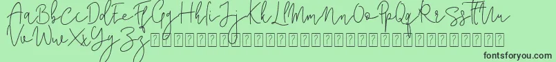 フォントCorline Signature – 緑の背景に黒い文字