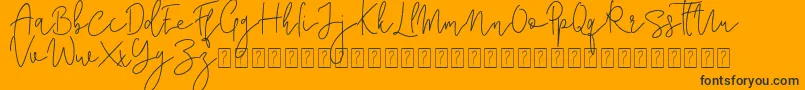 Fonte Corline Signature – fontes pretas em um fundo laranja