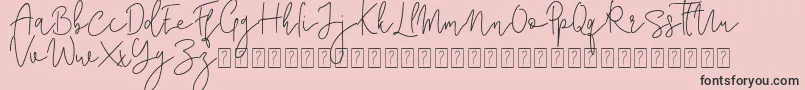 Corline Signature-fontti – mustat fontit vaaleanpunaisella taustalla