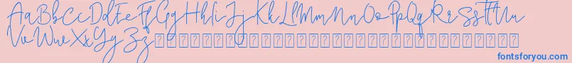 Corline Signature-Schriftart – Blaue Schriften auf rosa Hintergrund