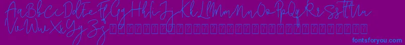 Corline Signature-fontti – siniset fontit violetilla taustalla
