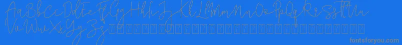 Corline Signature-fontti – harmaat kirjasimet sinisellä taustalla