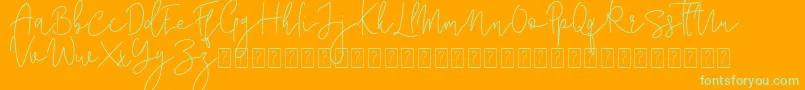 Corline Signature-fontti – vihreät fontit oranssilla taustalla