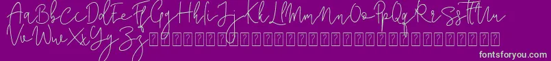 Corline Signature-fontti – vihreät fontit violetilla taustalla