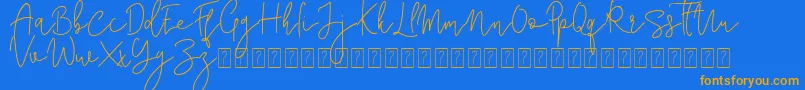 Corline Signature Font – Orange Fonts on Blue Background